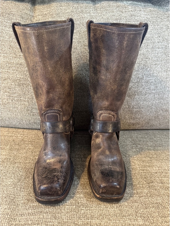 Frye Shoes - Vintage Frye 77309 Harness 12R Chocolate Leather Boots Made in USA Women's 7.5M